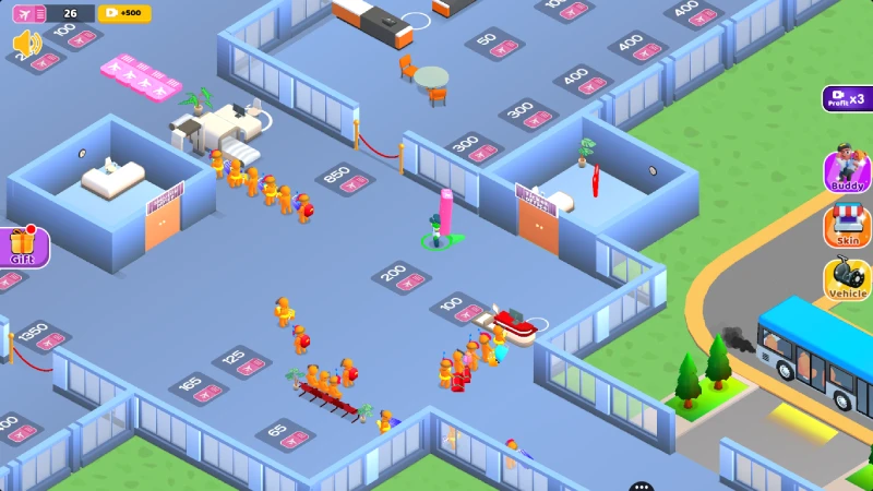 Starting out in Airport Simulator Plane Tycoon with an empty airport and first check-in counter